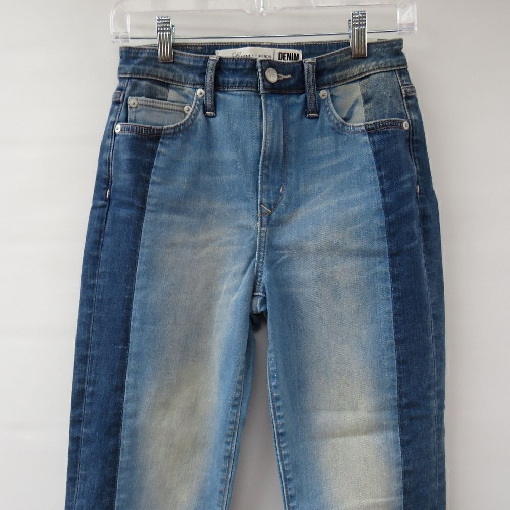 Lovers and Friends Womens Size 26 Mason Two Tone Blue Denim Raw Hem Jeans - Picture 3 of 16